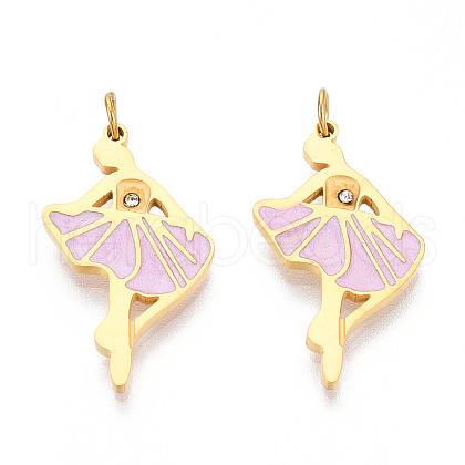 304 Stainless Steel Enamel Pendants STAS-N115-01D-G-1