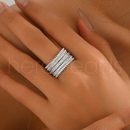 Brass Micro Pave Cubic Zirconia Finger Rings for Women YO5989-8-1