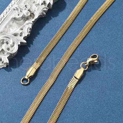 PVD Vacuum Plating 304 Stainless Steel Snake Chains Necklaces X-NJEW-O058-29G-1
