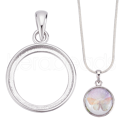 BENECREAT 1Pc 925 Sterling Silver Pendant Cabochon Settings STER-BC0002-78A-1