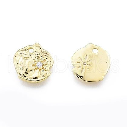 Brass Micro Pave Clear Cubic Zirconia Charms KK-C006-11G-1