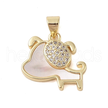 Brass Micro Pave Clear Cubic Zirconia Pendant KK-I712-41G-1