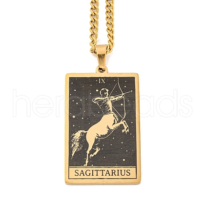 304 Stainless Steel Tarot Pendant Necklaces NJEW-A026-01G-09-1