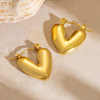 Heart 304 Stainless Steel Hoop Earrings FS-WGB615E-01-1