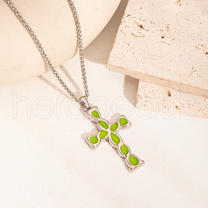 Stainless Steel Enamel Cross Pendant Necklaces YT7190-4-1