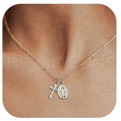 Cross Virgin Mary Brass Pendant Necklaces for Women FS-WGED8DC-10-1