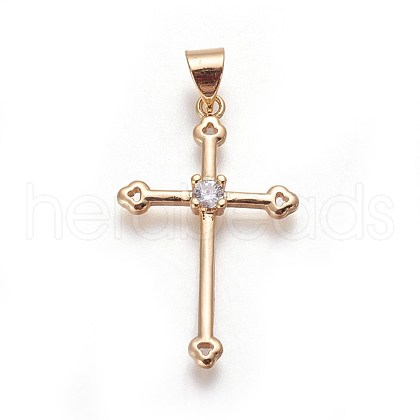 Brass Micro Pave Cubic Zirconia Pendants ZIRC-O027-06G-1