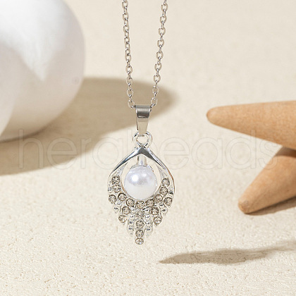 Alloy Crystal Rhinestone & Plastic Imitation Pearl Pendant Necklaces FS-WG6A3E6-01-1