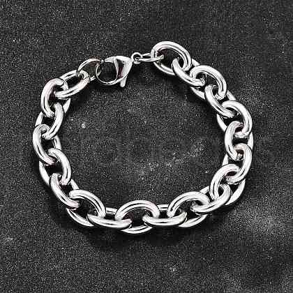 304 Stainless Steel Cable Chain Bracelets for Women BJEW-Q050-01C-P-1