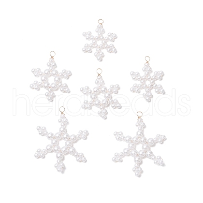 6Pcs 3 Styles Glass Snowflake Pendants PALLOY-JF03950-03-1