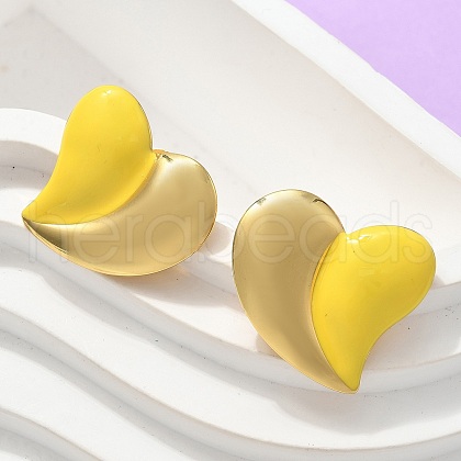 Heart 304 Stainless Steel Stud Earrings EJEW-A130-01G-02-1