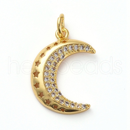 Brass Micro Pave Clear Cubic Zirconia Pendants KK-I658-32A-G-1