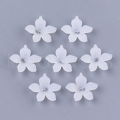 5-Petal Transparent Acrylic Bead Caps X-FACR-T001-08-1