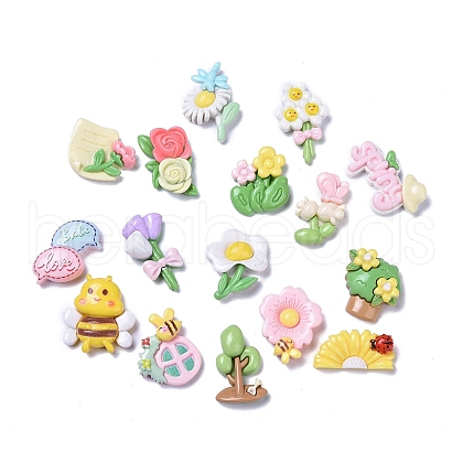Spring Theme Opaque Cute Resin Decoden Cabochons RESI-B024-06-1
