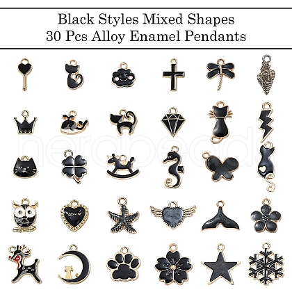 30Pcs 30 Styles Alloy Enamel Pendants FIND-YW0004-64-1