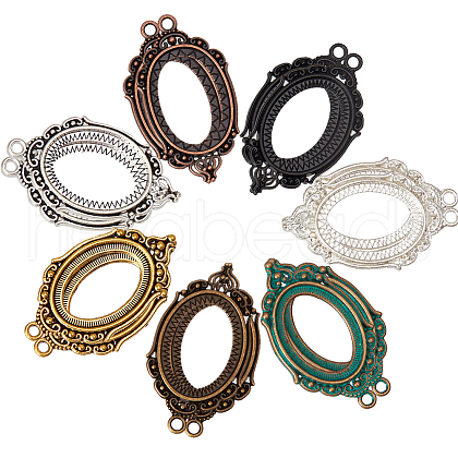 SUNNYCLUE 28Pcs 7 Colors Alloy Pendant Cabochon Settings FIND-SC0009-23-1