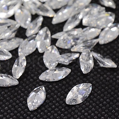 Cubic Zirconia Pointed Back Cabochons ZIRC-M003-16x8mm-007-1