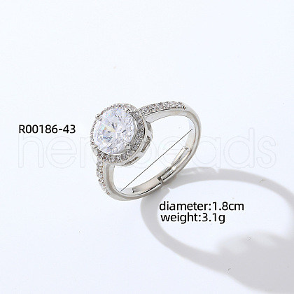 Mother's Day Rings Fashionable Unisex Brass Micro Pave Clear Cubic Zirconia Solitaire Ring VA2990-21-1