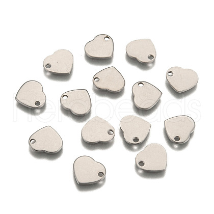 Tarnish Resistant 304 Stainless Steel Stamping Blank Tag Flat Heart Charms Pendants STAS-Q171-01-1