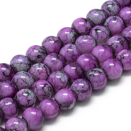 Baking Painted Glass Beads Strands X-DGLA-S115-8mm-S32-1
