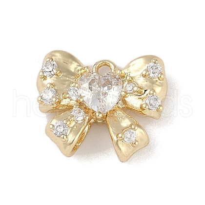 Brass Micro Pave Clear Cubic Zirconia Charms KK-Z065-04G-1