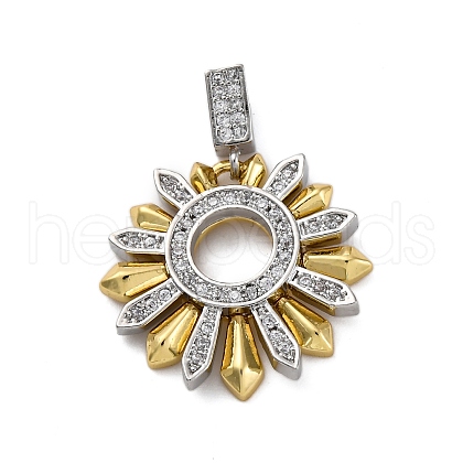 Brass Micro Pave Cubic Zirconia Pendants KK-V009-20G-1