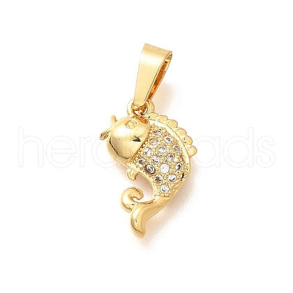 Brass Micro Pave Clear Cubic Zirconia Pendants KK-Q040-07A-G-1