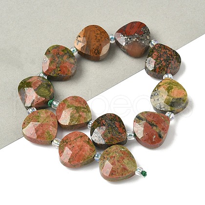 Natural Unakite Beads Strands G-D316-A13-1
