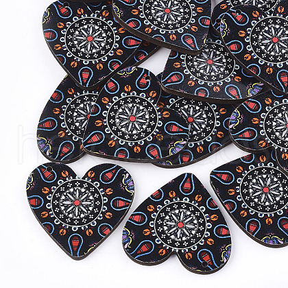 Printed Basswood Pendants WOOD-S045-011C-1