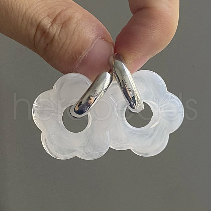 Flower Stainless Steel Acrylic Hoop Earrings FS-WGEB331-21-1
