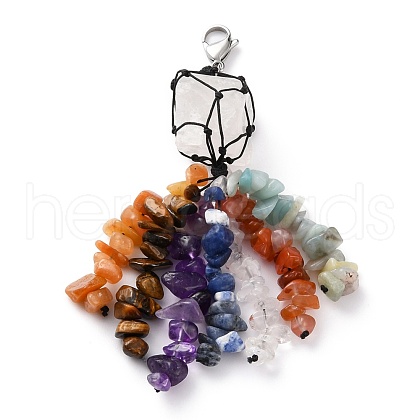 Natural Flower Amazonite & Red Agate & Tiger Eye & Red Aventurine & Sodalite & Quartz Crystal & Amethyst Big Pendants PALLOY-JF00587-1