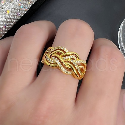 Brass Micro Pave Cubic Zirconia Finger Rings FS-WG45EDE-04-1