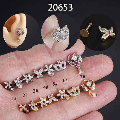 Stainless Steel Micro Pave Clear Cubic Zirconia Threadless Labrets WGBE4CC-11-1