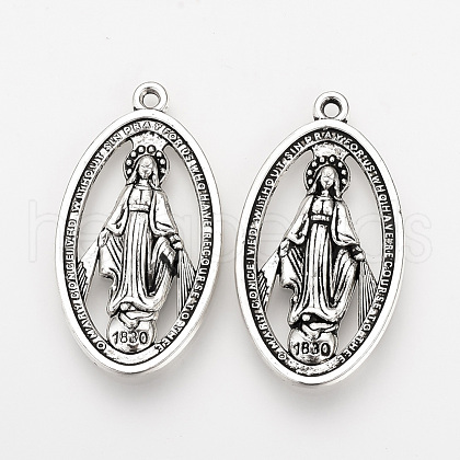 Tibetan Style Alloy Pendants X-TIBEP-Q078-38AS-RS-1