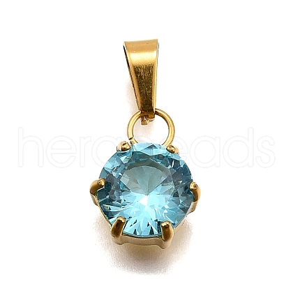 304 Stainless Steel Pave Cubic Zirconia Pendants STAS-B086-12G-02-1