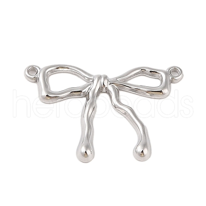 Non-Tarnish 304 Stainless Steel Textured Bowknot Links Connector Charms STAS-S125-03P-1