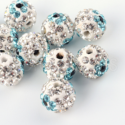 Two-Tone Color Handmade Polymer Clay Disco Ball Beads RB-R041-17-1