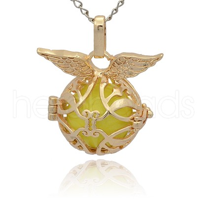 Golden Tone Brass Cage Pendants KK-J213-12G-1