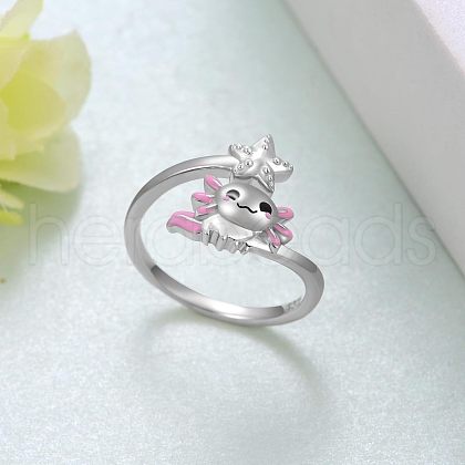 Axolotl with Starfish Alloy Enamel Adjustable Cuff Rings FS-WG6A93B-01-1
