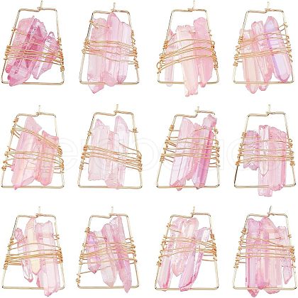  6 Pairs Natural Quartz Wire Wrapped Earrings for Girl Women EJEW-NB0001-07-1