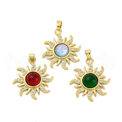Brass Micro Pave Cubic Zirconia Pendants KK-V009-30G-04-1