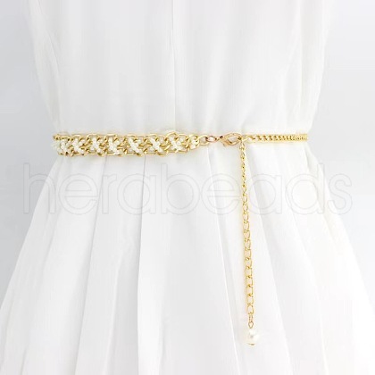 Alloy & Plastic Imitation Pearl Beaded Belly Chains for Women WG270D6-03-1