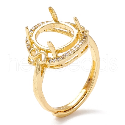 Brass Cubic Zirconia Adjustable Ring Components KK-K266-10G-1