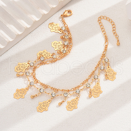 Bohemian Style Brass Rhinestone Charm Anklets YN3777-1