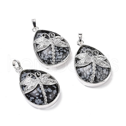 Natural Snowflake Obsidian Pendants X-G-G900-01P-13-1