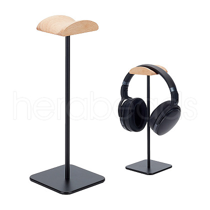 Wood Headset Display Stands with Aluminum Alloy Support AJEW-WH0471-108-1