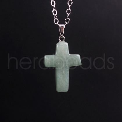 Natural Green Aventurine Pendants G-PW0006-02P-05-1