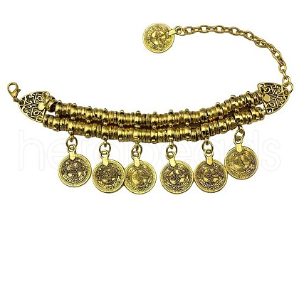 Vintage Style Alloy Coin Tassel Anklets for Women FS-WGA8430-03-1