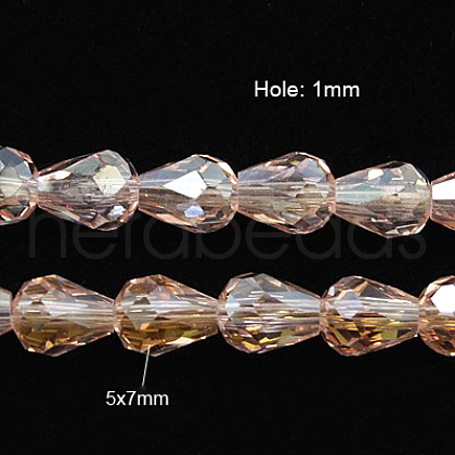 Electroplate Glass Beads Strands EGLA-D015-7x5mm-23-1