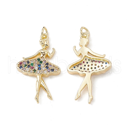 Brass Micro Pave Cubic Zirconia Pendants KK-E068-VB141-1